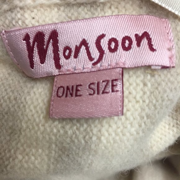 MONSOON Shawl Lambswool & Angora Cream One Size Oversized 101 Inches - Picture 2 of 4